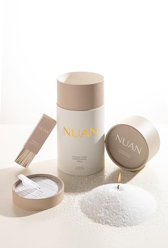 NUAN Kerzensand mit Docht Geschenkidee Dekoidee Natürliches Pflanzenwachs 500 g 30 Dochte Vegan Perlenkerzen erneuerbare Kerze (Natural)
