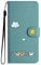 Nbziyoo Lovely Cats Phone Case for iPhone 15,Cute Cats/Sun Flip Wallet Case with Card Slots, Premium Magnetic PU Leather Cover for iPhone 15,Green