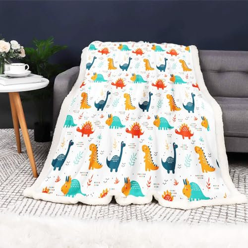FABTOP Dinosaurier Kuscheldecke 150x200cm Kuscheldecke Dinosaurier Dino Decke Kinder Jungen Kawaii Tier Dinosaurier Fleecedecke Dino Flanell Decke, Sofadecke (7,150 x 200 cm)