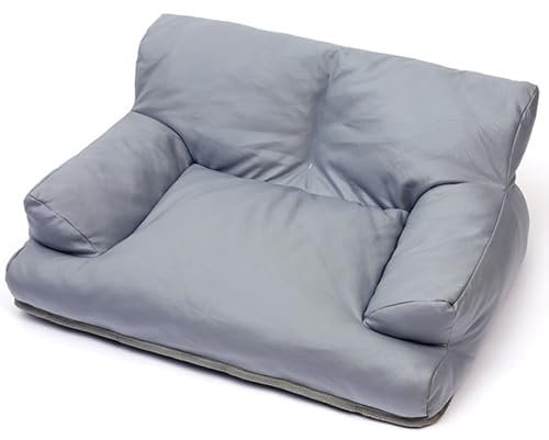 RUYICZB Hundebetten Haustier Sofa Leder Hundebett Haustier Weiches Sofa Hundesessel Für Kleine Mittlere Hunde Haustiermöbel Katzenbetten Mit Anti-Rutsch-Boden,Grau,S
