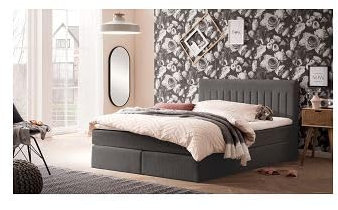Traumnacht Boxbett Nizza mit praktischem Stauraum, mit 7-Zonen Tonnentaschenfederkernmatratze (H3) und Komfortschaumtopper, Leichter Aufbau, 140 x 200, dunkelgrau