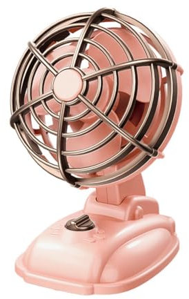 Yurhuit Mini Ventilador de Escritorio Retro 400 MAh USB Recargable Escritorio Ventilador de Escritorio Al Aire Libre Ventilador de Escritorio Portátil, Rosa