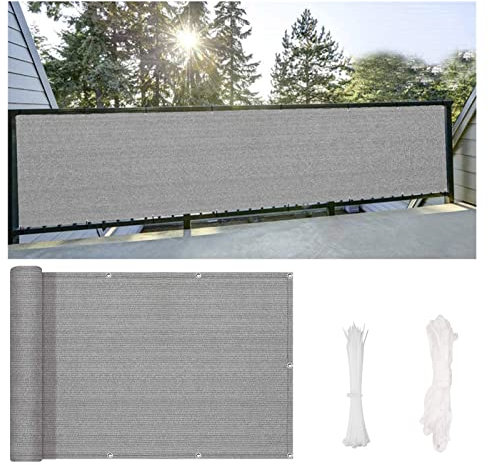 Balkon-Sichtschutzzaun für Garten, Terrasse, 75 cm hoch, grau, 75 x 700 cm, Größe Sichtschutz für Hinterhof, Veranda, Deck, Außenwohnung