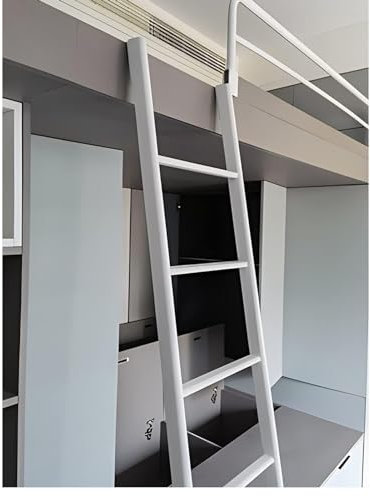 DONGGANSHI White Bunk Bed Ladder Loft Bed Ladder With 2 Hooks, Loft Bed Side Ladder For Bunk Trailers And Campervans, Load 150kg/330lbs
