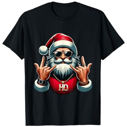 Cooler Rock n Roll Weihnachtsmann Nikolaus Christmas T-Shirt