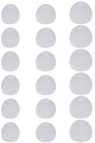 GANYKQ 18 almohadillas de silicona suave de repuesto para auriculares intraurales, color negro, blanco y transparente