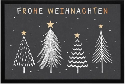 MoonWorks® Fußmatte Winter Bäume Skandi Style Frohe Weihnachten rutschfest & waschbar schwarz schwarz 60x40cm