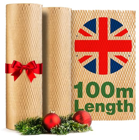 Brown Honeycomb Packing Paper Roll 100m x 30cm | Moving House Essentials | Eco-Friendly Bubble Wrap Alternative | Packing Paper for Moving, Shipping & Packaging Materials