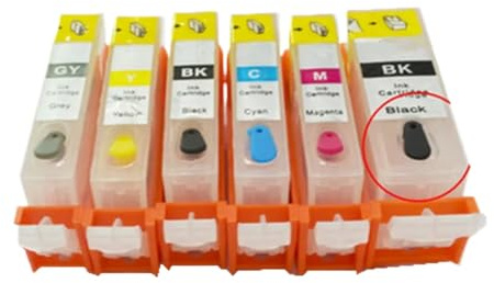 MTGUIWF Nachfüllbare Tintenpatrone, kompatibel mit PGI-525 CLI-526 BK C M Y GY Kompatibel mit MG6150 MG6250 MG8150 MG8250 Drucker