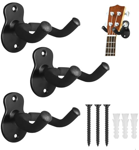 3 Stück Gitarren Wandhalterung Gitarrenhalter für Die Wand Gitarrenwandhalter mit Schwämme Gitarrenständer Wandhalterung Gitarre Gitarrenhalterung für Alle Gitarrenarten E-Gitarren Ukulelen Bass