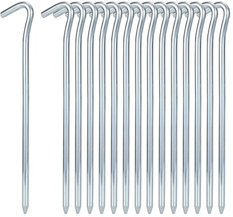 Zelt-Heringe aus Stahl 15 Stück 18cm Zeltheringe Metall Zeltnagel Erdnägel Heringe, Extrem Stabile Bodenanker Harte Böden, Garten Stakes Nägel für Camping Markise Netting Plane