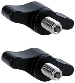 2 viti per pollice, filettatura da 1/4, vite per pollice regolabile, vite in acciaio inox con pomello in alluminio nero (modello C)