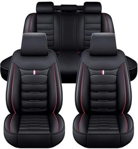 Auto Sitzbezüge Set für Audi A6 C4 4A A6 C5 4B A6 C6 4F A6 C7 4G A6 C8 Avant Allroad A8 D2 A8 D3 A8,5 Sitzer Autositzbezug Wasserdicht und Rutschfest,Autositzschoner aus PU Leder für Vorne und Hinten