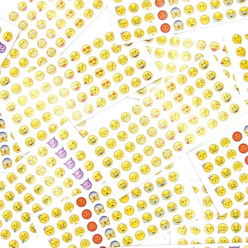 xianshi 24 Blätter Smiley Aufkleber,Emoji Sticker,Lustige Sticker,Kinder Malle Klein Lustige Emotionen Belohnung Emoji-Aufkleber