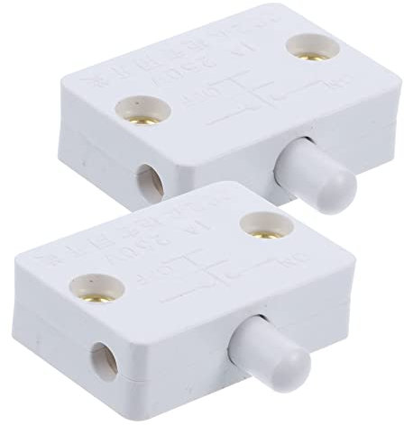 EXHUMKY Elektrischer Türschalter Für Schranklicht 2 Stück Automatischer Ein Ausschaltmechanismus Weißer Kunststoff Für Schrank Und Speisekammertürbeleuchtung