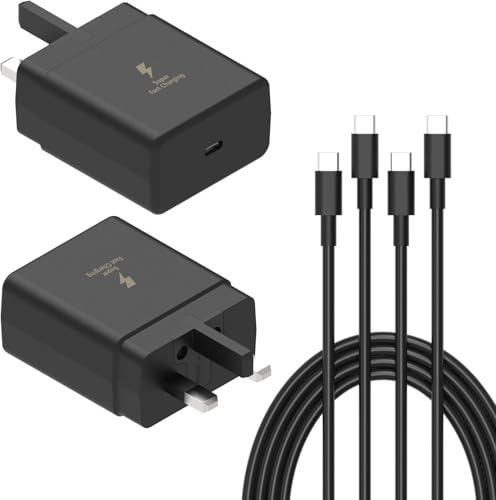 Hafiuege New Super Fast Charger Compatible with Samsung, [2 PACK] 45W TYPE C Wall Charger Fast Charging for Samsung Galaxy S25 S24 Ultra/S24/S24+/S23 Ultra/S23/S23+/S22, USB C Plug with 1.8M Cable