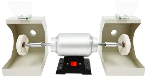 LIAUHO Polishing Machine, 110V 550W 3000Rpm Dental Lab High Speed Polisher, Bench Buffing Grinder with Suction Pipe and Protective Cover, for Lenses, Jewelry, Cultural Relics