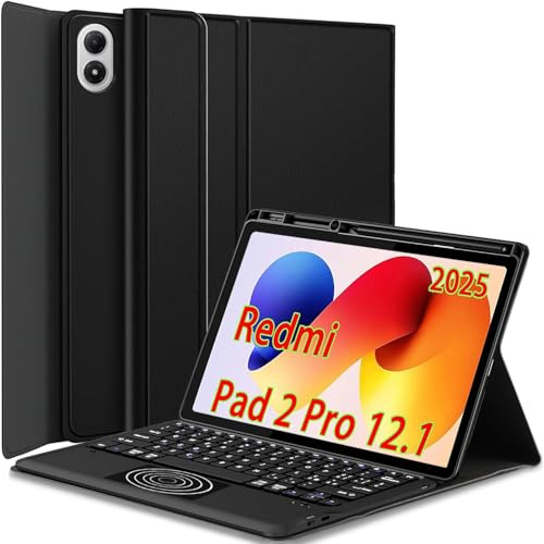 Wineecy Touchpad Tastiera Custodia per Xiaomi Redmi Pad 2 Pro 12.1 Pollici 2025 Tablet (Layout Italiano), Rimovibile Magnetica Wireless Bluetooth Keyboard e Slim Cover con Portapenne