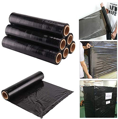 St@llion 400mm x 250m Black Pallet Stretch Shrink Wrap Roll Parcel Packing Cling Industrial Film Wrap for Moving House Wrapping Pallets and Parcels (Pack of 3)
