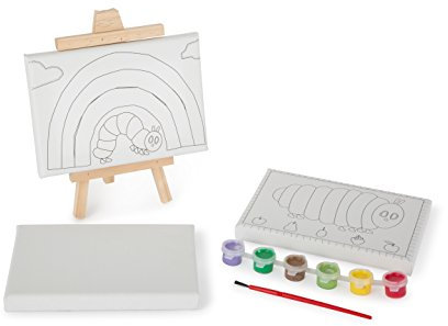 small foot 10669 Very Hungry Caterpillar Mal-Set für Kinder mit Motiven aus Die kleine Raupe Nimmersatt, inkl. DREI Leinwände (2X Vorlage, 1x Blanko), Pinsel, fördert die Kreativität