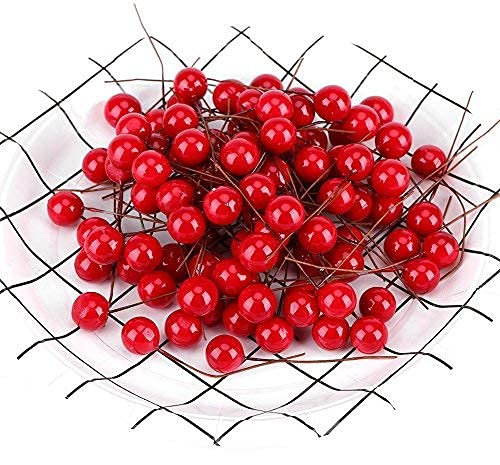 Yosoo Künstliche Rote Kirschen Weihnachten Beere Dekorationen Holly Berry Hängende Ornamente Urlaub Festival Künstliche Früchte Decor DIY Feiertag (500Pcs)