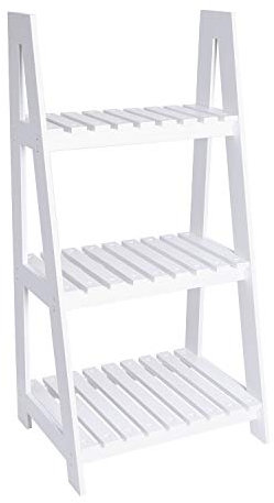 BigTree [Unfoldable and Waterproof] 3 Tier White Ladder Shelf Bookcase Display Unit Storage Stand Flower Plant Stand-Wood Plastic Board