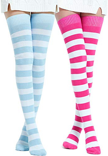 Kayhoma Damen Thigh High Socks Gestreift
