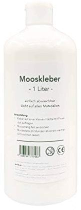 GJS Mooskleber - 1 Liter Transparenter Acryl-Kleber zum Basteln mit Deko-Moos für die Deko zu Ostern, Modellbau (Zusatz: Mooskleber, 1)