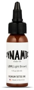 Dynamic Color Co- Light Brown Tattoo Ink: Made in USA, Sterilized, Since 1990, Vegan, (1oz Bottle)
