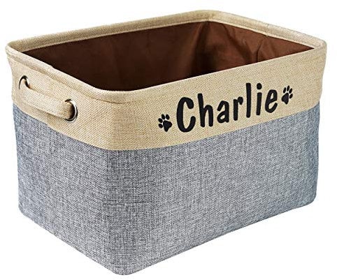 PET ARTIST Zusammenklappbarer Hundespielzeug-Aufbewahrungskorb mit personalisiertem Haustiernamen – rechteckige Hundespielzeug-Aufbewahrungsbox für Hundemäntel, Hundekleidung und Zubehör