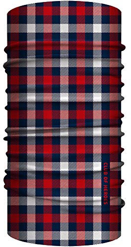 Club of Heroes Holzfäller Bandana, nahtloses Multifunktionstuch aus weicher Mikrofaser/atmungsaktiv Schlauchschal Halstuch Mundschutz Schal Tuch Loop/Karo kariert Muster (Rot-Blau)