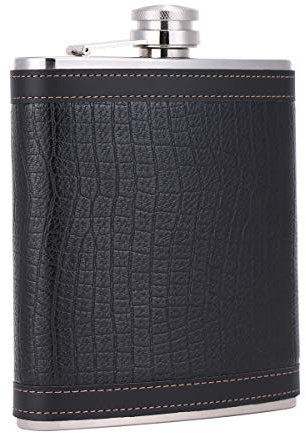 TANEAXON Flasque à Whisky en Acier Inoxydable de Grande Capacité avec Emballage en Cuir Noir 510 ml