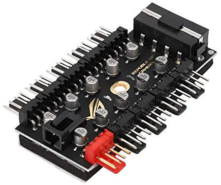 PC Chassis Fan Hub, CPU Cooling Fan Hub, 10 Channel 4 Pin PWM Set Line Board, CPU Cooler Power Splitter Socket with PWM Connection Cable,Suitable for PC Desktop Computer Motherboard