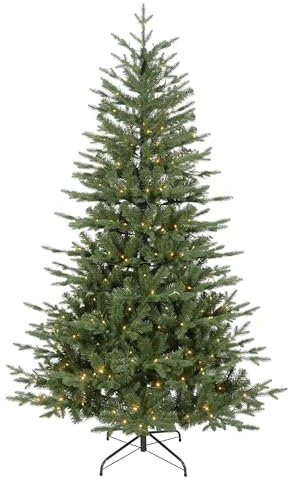 Dellonda Pre-Lit 7ft Christmas Tree with 350 Warm White LED Lights & 1,480 PE/PVC Tips - DH82