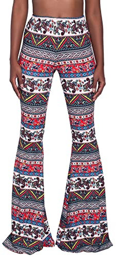 Nuofengkudu Damen Schlaghose Hochbund Push up Stretch Bequeme Lange Schlag Hosen Weite Leggins Tights Freizeit Einfarbig Haushose Yogahose Classic Flared Pants Pyjamahose(Mode Rot,S)