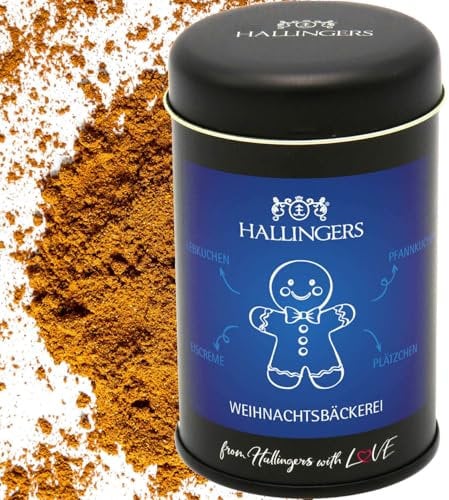 Hallingers Weihnachtsbäckerei - Gewürz-Mischung für Plätzchen, Kaffee & Müsli (Dose) - Geschenkideen Weihnachten & Geschenke Adventskalender | Neues Zuhause Ruhestand Genesung
