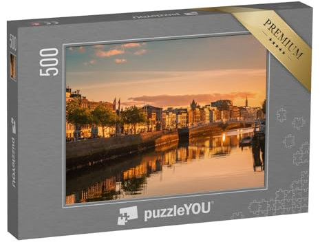 puzzleYOU: Puzzle 500 Teile „Schöne goldene Stunde: Blick über Dublin, Irland“ – aus der Puzzle-Kollektion Dublin