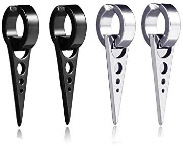 Dreieck Tropfen Clip auf Hoop Ohrringe Edelstahl 2 Paare nicht durchbohrt Ohren Ring Hoop für Unisex