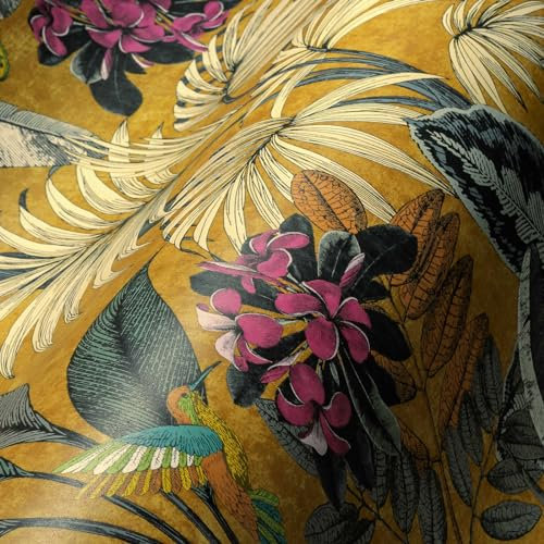 Vintage Dschungeltapete Gelb Grau Grün Bunt A.S.Création PintWalls 387381 Vliestapete Floral 10,05x0,53m Made in Germany