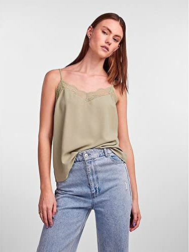PIECES Women's Pctiffany Strap Lace Noos BC Top