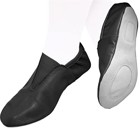 Toddler & Kids Gymnastic Shoes - Trampoline Gymnastics - Tumbling - Agility Gym Shoes Goat Leather Slip-on Rubber Sole (Numeric_9) Black
