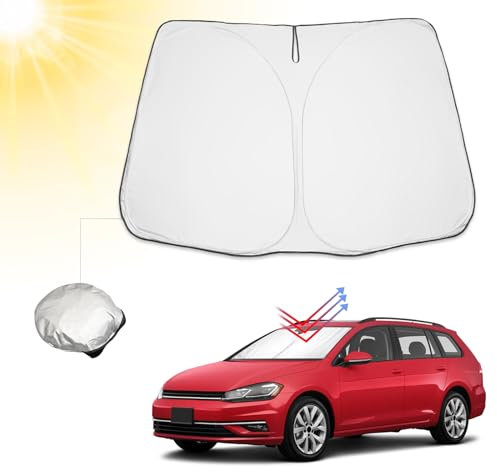 BIBIBO Parasol para Coche Parabrisas Compatible con VW Golf Mk7 7.5 / Seat Leon MK3 / Seat Leon Cupra 5F 2013-2019, Parasol para Coche para Parabrisas Delantero, Plegable, con protección UV