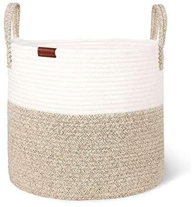 Wintao Rope Storage Basket, Woven Laundry Basket Baby Toy Storage Organiser Washing Basket Desert Small 38 x 36 cm