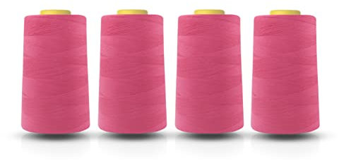 Realm Filo di poliestere per macchina da cucire overlock, 4.5000 m, colori: bianco, nero, naturale, blu navy, rosso, grigio (ciliegia)