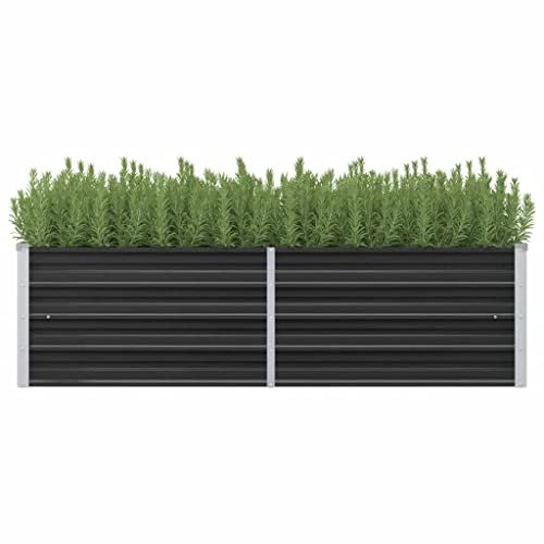 WIFESE Lit SuréLevé De Jardin Anthracite 160x40x45 Cm Acier Galvanisé Jardinieres Exterieur Jardiniere Bois Jardiniere Balcon Carré Potager Bacs ã Fleurs Rectangulaire