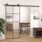 HOMIUSE Schiebetür Aluminium und ESG Glas 90x205 cm Schwarz Glasschiebetür Glasschiebetüren Innen Sliding Door Türen Innen Matte Design Schutz Der Privatsphäre Sicher und Langlebig