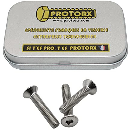 Vis Tete Fraisee M3 x 16mm : Boite 30 Pcs Vis Inox pour Rondelles Metal Ecrou | Vis 6 Pans Tete Ronde Fraisee FHC Acier A2 | Vis à Tête Fraisée Anti-Rouille - ISO 10642 | Boite Vis PROTORX