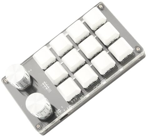 KIMISS Tastiera Meccanica da Gioco, Tastiera Meccanica Macro con una Sola Mano Tastiera Programmabile Multifunzione Fai-da-te a 12 Tasti per Laboratorio di Gioco da Ufficio (#1)