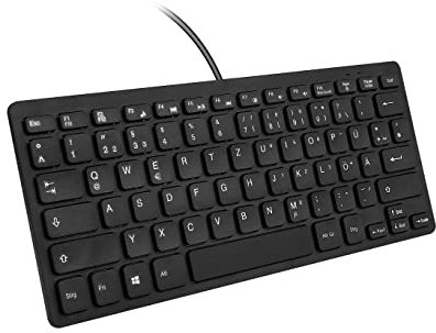 MCSaite Wired Mini Schwarz Tastaturen - Spritzwassergeschützt, Mini Tastatur ohne nummernblock, Ergonomische compact Design für Windows PC Desktops, Laptop