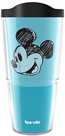 Tervis Disney Fundamentals Collection Made in USA Double Walled Insulated Tumbler Travel Cup Keeps Drinks Cold & Hot, 24oz, Mickey